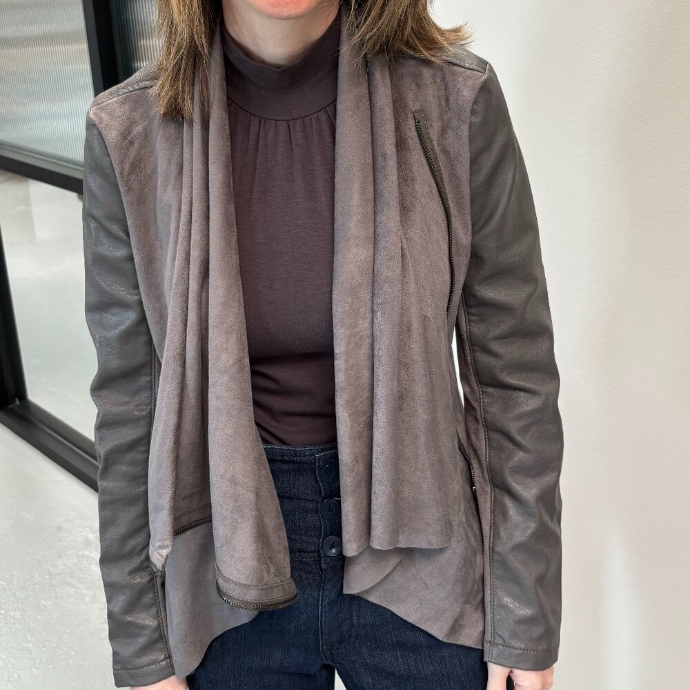 Gray Faux Leather Jacket XS